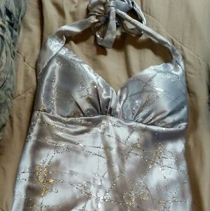 Glitter in silvertone on cute design halter